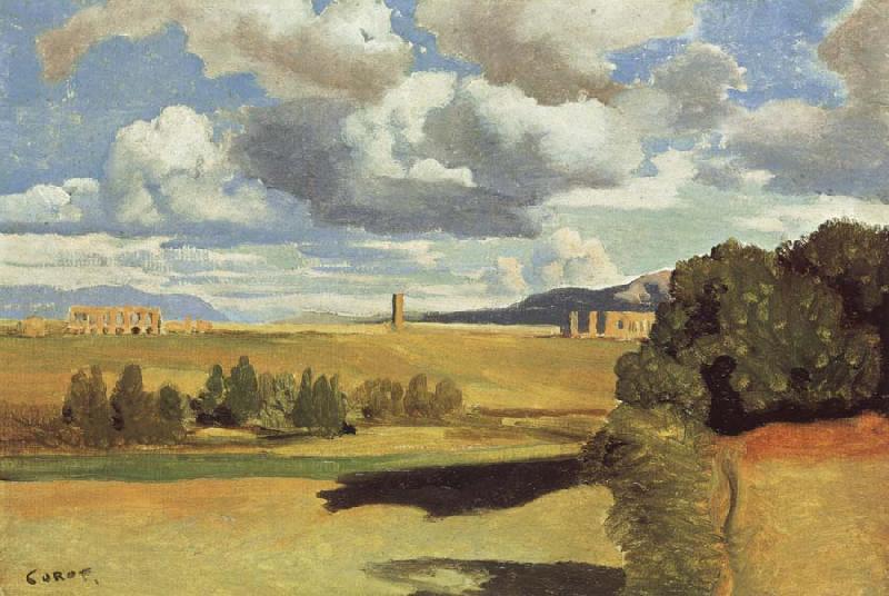 Jean Baptiste Camille  Corot The Roman Campagna,with the Claudian Aqueduct Sweden oil painting art